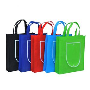New Design Reusable Shopping <b>Bag</b> Folding Non Woven Tote <b>Bag</b> With Button - Product Image 1