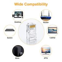 Conectores RJ45 Cat6 YOFC, Paquete de 100, UTP 8P8C, Enchufe Ethernet Chapado en Oro, Cubierta de PVC LSZH para Cable de Red Cat5e/Cat6, Uso en Interiores