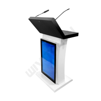 Atril de podio multimedia de suministro de fábrica con podio inteligente de pantalla frontal de 21,5 "con micrófono inalámbrico Digital Smart Podium