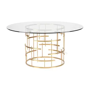 Tiffany Nuevo Table de salle à manger en verre trempé doré Table d'événement pour salle à manger