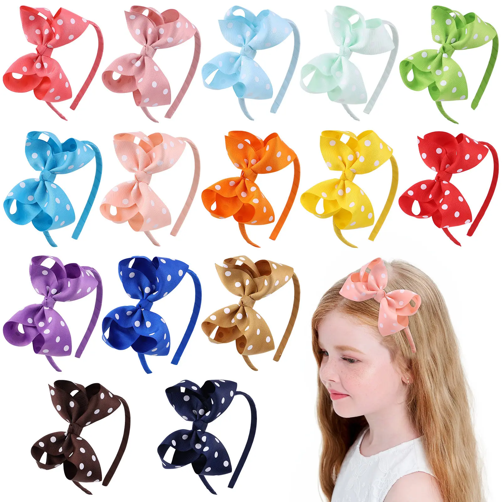 2022 Fashion baby headband Bow hair band candy dot warped flower children's head band Hair Accessories