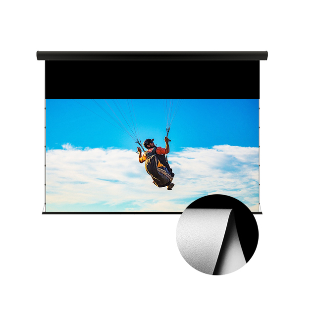 VisualMr C-BD New Motorized Electric Drop Black Diamond ALR PVC Projection Screen Wall Mount 150inch 16:9 4K Normal Projector