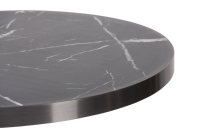 Plateau de table moderne en HPL Formica aspect marbre rond, finition marbre noir avec bord métallique, pour table à manger intérieure, plateau de remplacement