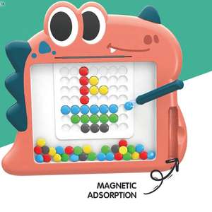 เครื่องเขียนปากกาลูกปัดกระดานวาดภาพแม่เหล็กไดโนเสาร์ลายจุดสำหรับเด็กกระดานแม่เหล็กเพื่อการศึกษาของเล่นวาดภาพลายเส้นลายเส้น - Product Image 3