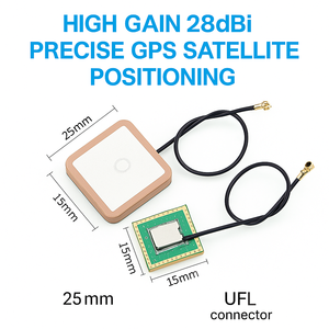 เสาอากาศจีพีเอสจีพีเอสที่ใช้งานได้สูงขั้วต่อ u.fl ภายใน28dB สายคู่ Beidou GLONASS galileo L1 25x25mm - Product Image 1
