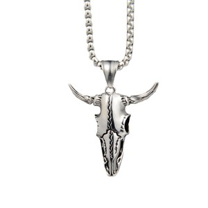 Liontin Batu Alam Tulang Sapi Kalung Punk yang Dipersonalisasi untuk Pria Trendi Retro - Product Image 6