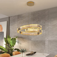 Lustre créatif en cristal LED en acier inoxydable doré de luxe post-moderne pour salon, villa, restaurant, chambre à coucher