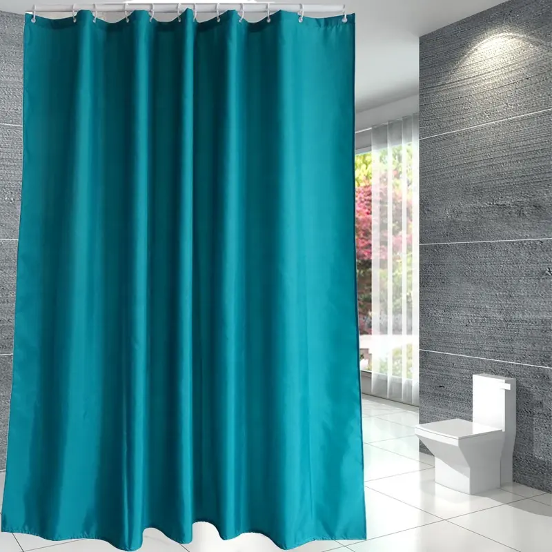 Bindi Wholesale Curtain White Thickened Pure Color Shower Curtain Polyester Hotel Waterproof Bath Shower Curtain With Hook