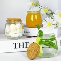 Stoples kaca Yogurt 7 oz dengan tutup gabus dan tutup PE stoples puding kaca kecil stoples lilin wadah kaca untuk hadiah pernikahan
