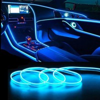 Coloré brillant LED néon bande lumières intérieur fibre optique lampe de Table accessoires de voiture pour Kits de décoration de voiture