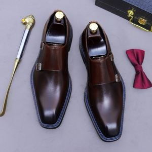 Chaussures de ville pour hommes en cuir véritable à boucle, chaussures de bureau formelles, chaussures de style britannique à semelle en caoutchouc - Product Image 2