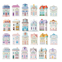Ensemble de 24 pots à épices en céramique, thème Village des Épices, en forme de maison victorienne en porcelaine