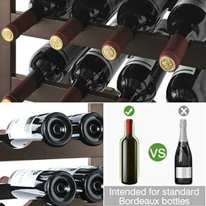 Porte-bouteilles autoportant <span class=keywords><strong>pour</strong></span> 16 bouteilles, <span class=keywords><strong>étagère</strong></span>s de rangement avec table, porte-bouteilles en bois avec barres ondulées <span class=keywords><strong>pour</strong></span> la cuisine - Product Image 3
