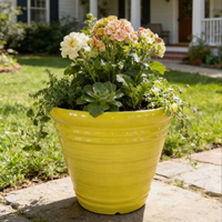 Pot de fleurs moderne en plastique PP, brillant, côtelé, cylindrique, durable, léger, avec trou de drainage, personnalisation de la couleur, pour intérieur