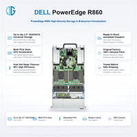 Server Rak Dell PowerEdge R860 2U 4-Socket Intel Xeon Scalable Generasi ke-4 64 DIMM DDR5 4800
