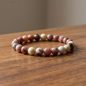 Bracelets élastiques en pierre de rhodochrosite faits à la main, 8 mm, avec certificat d'authenticité, style agate, perles de chakra en cristal, vente en gros - Product Image 1