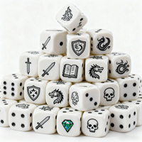 Ensemble de dés personnalisés en plastique polyédrique en gros, accessoires de jeu de table, épée, bouclier, couronne d'étoiles