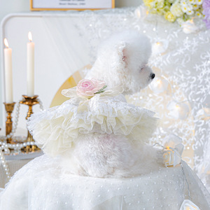 Lace Embroidery Dog Wedding Dress Tutu Skirt Pet <b>Clothes</b> <b>Cat</b> Floral Princess Dress Pet Birthday Party Costume - Product Image 5