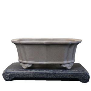 Handmade Purple <b>Clay</b> Bonsai <b>Pot</b> Rectangular Papaya Shape Antique Style Desktop Planter - Product Image 5