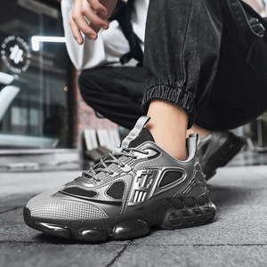 Chaussures tendance pour hommes, respirantes, en mesh, avec semelle en caoutchouc amortissante, doublure en coton, toutes saisons - Product Image 1