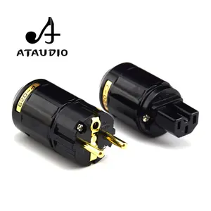 ATAUDIO – une paire de prise d'alimentation Hifi de haute qualité, connecteur d'alimentation ue plaqué or + connecteur femelle IEC