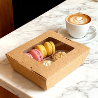 Boîte à pâtisserie en papier kraft avec logo personnalisé, boîte à macarons jetable, boîte à dessert à emporter avec fenêtre transparente