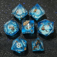Ensemble de dés polyédriques en résine à bords tranchants, personnalisés en usine, avec feuille de cuivre, dés DND pour les jeux de rôle Dungeons & Dragons TTRPG