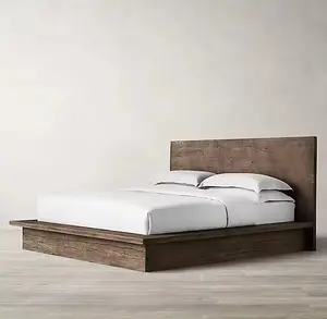 Luxury Bed Teak Wooden Beds Queen King Size Bed Frame Wood Modern Villa Home Hotel Bedroom Furniture Set Commercial