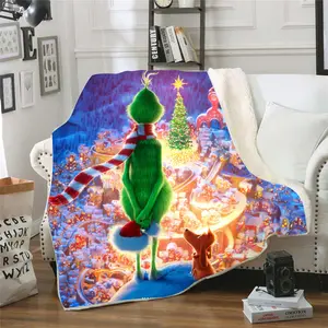 Christmas Grinch Blanket Kids Adults Size Fleece Blankets Popular Special Gifts