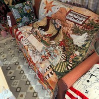 Joyeux Noël, couverture tissée originale suédoise Paterson et Fanta Cat, motif brodé, jeté de Noël, tapisserie