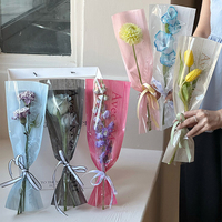 Sac d'emballage de fleurs en plastique à la mode Bouquet unique et boîte complète Tube droit en gros Emballage de fleur unique