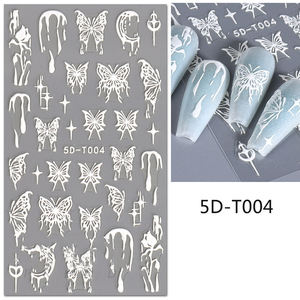 Venta al por mayor personalizado 3D/5D línea de flores blancas pegatinas de <span class=keywords><strong>uñas</strong></span> <span class=keywords><strong>relieve</strong></span> <span class=keywords><strong>en</strong></span> <span class=keywords><strong>relieve</strong></span> Adhesivo acrílico esmalte envolturas DIY Prensa <span class=keywords><strong>en</strong></span> - Product Image 4