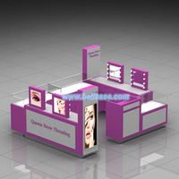 Meuble de présentation cosmétique sur mesure, présentoir de maquillage, mobilier de salon de beauté de luxe avec miroir, kiosque de maquillage pour sourcils pour centre commercial