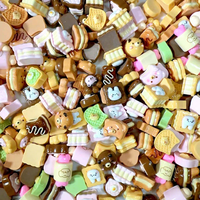 Miniatures en résine à dos plat, motifs animaux (chien, ours, patte), aliments, pain, biscuits, accessoires pour maison de poupée, fournitures de décoration intérieure, DIY