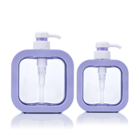 Bouteille carrée en plastique vide avec pompe, 300 ml, 500 ml, noire, rose, blanche, violette, pour shampoing, savon liquide, lavage des mains, lotion, vente en gros