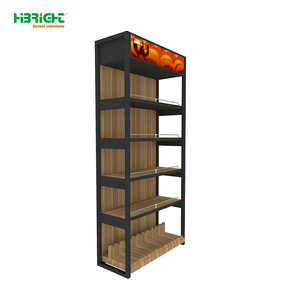 Exhibidor de Vino de Múltiples Niveles Highbright con Estantes de Madera, Soportes Inclinados para Botellas y Letrero Superior para Tiendas de Vino y Líquores - Product Image 2