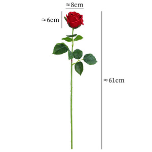 Rose artificielle Greenway, branche unique, en soie, rouge, pour décoration de mariage - Product Image 5