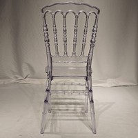 Chaise de banquet en plastique transparent avec dossier tourné sculpté, chaise empilable en plastique transparent pour mariage, hôtel, événement de luxe, fête
