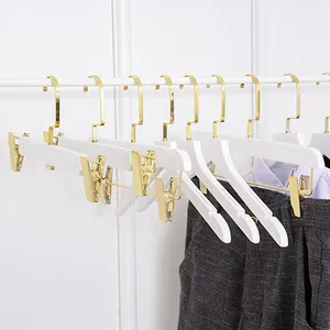 Fashion wedding gift white custom logo wooden hanger with gold hook
