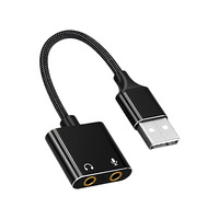 Carte son externe USB 2 en 1, adaptateur Audio 3.5mm pour casque et Microphone, en alliage d'aluminium, pour ordinateur portable, ordinateur de bureau, PS4