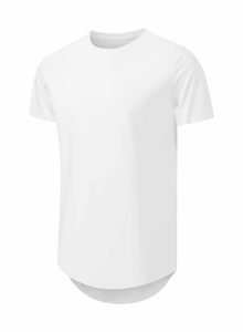 Venta al Por Mayor <span class=keywords><strong>Camiseta</strong></span> Básica Personalizada en Blanco para Hombre Estilo Hip Hop Extra <span class=keywords><strong>Larga</strong></span> Camisetas Masculinas Longline Hipster con Línea Reflectante y Bajo Festoneado - Product Image 6