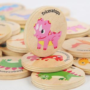 Jeu de mémoire éducatif en bois pour enfants de 4 à 9 ans : Trouvez les dinosaures identiques – Concentration et cognition amusées - Product Image 3