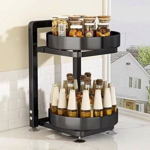 Modern Multi Layer Metal Spice Rack <b>Kitchen</b> Organizer with Rotating Stand for Home <b>Storage</b> - Product Image 3