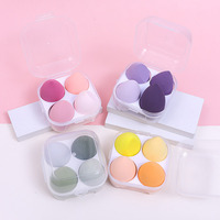 Éponge de maquillage hydrophile en PU portable pour usage humide et sec avec étui de voyage transparent, logo personnalisé, ensemble d'éponges de maquillage OEM