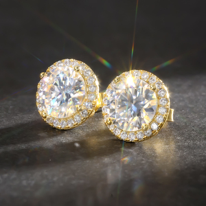 1CT Pass Diamond Test VVS Moissanite Jewelry GRA Certified Men Women Gifts 14K Gold Plated 925 Sterling Silver Halo <strong>Stud</strong> <strong>Earring</strong> - Product Image 1
