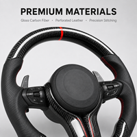 Volant automobile multifonction en cuir perforé en fibre de carbone sergé brillant personnalisé OEM