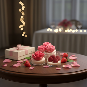 Vela Aromática de Cera de Soya en Frasco de Vidrio con Diseño Floral NF Lauren, Hecha a Mano, Ecológica, de Larga Duración, con Aroma a Rosa y Fresa, Regalo de Boda de Lujo - Product Image 3
