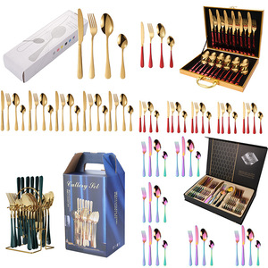 Juego de Cubiertos de Acero Inoxidable <span class=keywords><strong>Dorado</strong></span> de 24 Piezas, Tenedores, Cucharas y Utensilios de Cocina - Product Image 2