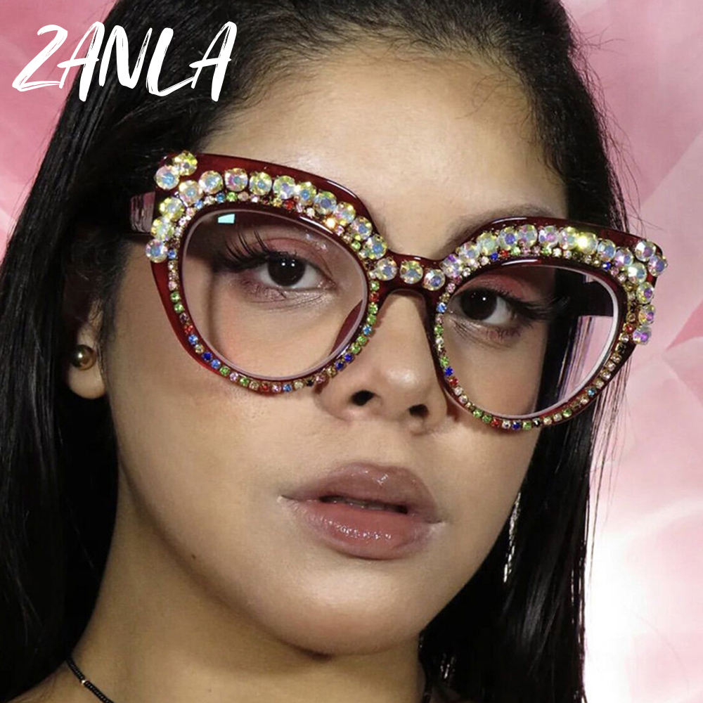 Clear Glasses Prescription Cat Eye Glasses With Rhinestones Bling