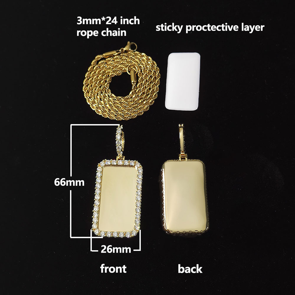 Pendentif en or de 26 mm avec chaîne en corde gratuite